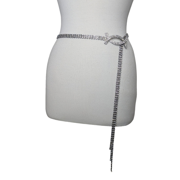 Y2K Rhinestone Adjustable Crystal Statement Chain Belt (40" At Longest) - Picture 1 of 9